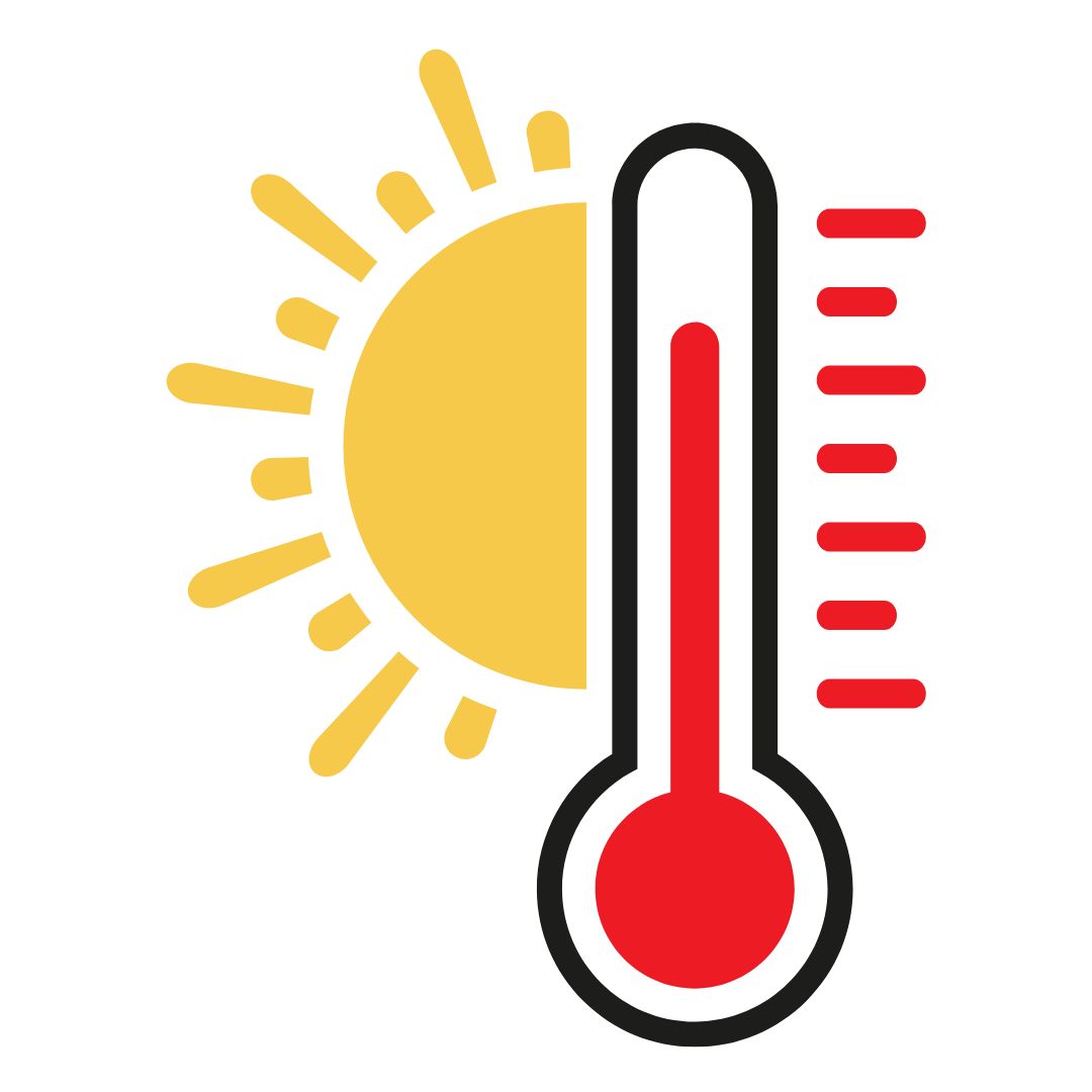Sun and thermometer graphic