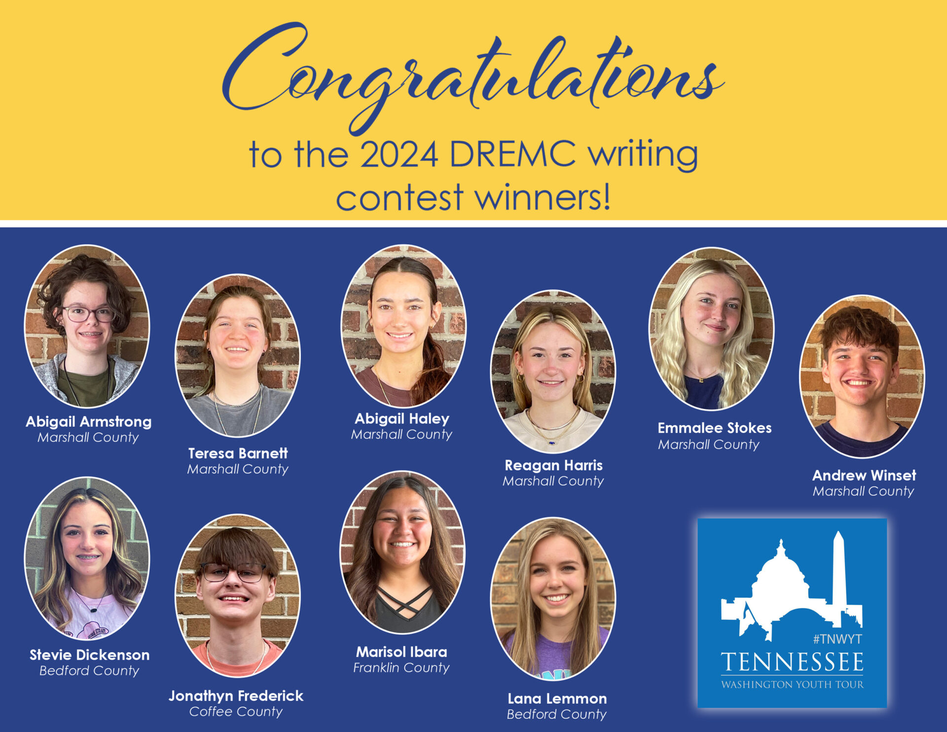 Washington Youth Tour, DREMC writing contest winners 2024